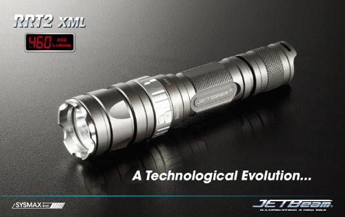  Jetbeam Raptor RRT-2 XM-L 460 Lumens LED Flashlight With Orange Peel Reflector Uses 2XCR123 Or 1X18650 