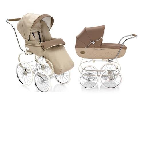 Inglesina 2010 Classica Complete Set with Pram Bassinet Frame Chassis Stroller Seat in Ercu and Free Matching Diaper Bag
