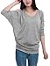 Allegra K Women Batwing Sleeve Cut Out Shoulder Loose Tops Casual T Shirts