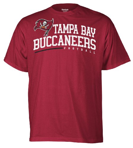 NFL Men's Tampa Bay Buccaneers Arched Horizon Tee Shirt (Deep Obsidian, Medium)