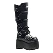 3 1/2 Inch MENS BOOTS Knee High Combat Boots Wedge Platform Buckles