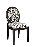 Zebra Print Dining Chair with Oval Back Design in Black Finish