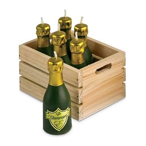 Mini Champagne Bottle Candles - Set of 6 by 