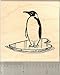 Penguin on Icy Heart-shaped Floe Rubber Stamp - Wood Mounted
