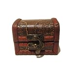 Wood Box 02 Brown Leaf Leather Treasure Chest Brown Rice Jewelry Storage 3