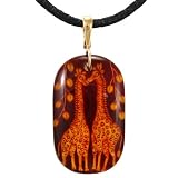 10k Yellow Gold Hand-Carved Giraffe Amber Pendant , 18