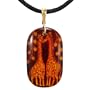 10k Yellow Gold Hand-Carved Giraffe Amber Pendant (adjustable silk cord, untied length of silk cord is 18")
