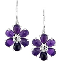 Sterling Silver Amethyst Flower Earrings