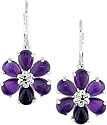Sterling Silver Amethyst Flower Earrings