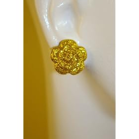 3 Pair Glitter Flower Acrylic Stud Earrings ( 6 colors )