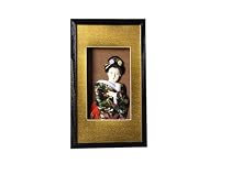 Oriental Art Shadowbox - Geisha in Black Kimono 13"