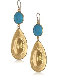Devon Leigh Turquoise and Yellow Gold-Plated Teardrop Earrings