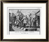 Pyrrhus King of Epirus Invades Italy Landing at Tarento Framed Art Poster Print by Augustyn Mirys, 33x27