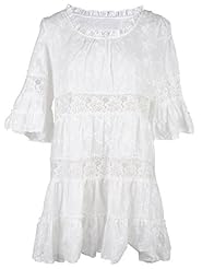 Bell Sleeves Long Sleeves Tiered Lace Peasant Dress 