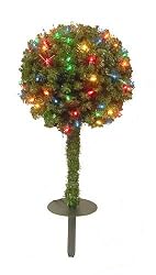 3' Indoor Outdoor Pre-Lit Christmas Topiary Ball Stake Tree Multi Lights #H62977
