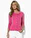 Lauren by Ralph Lauren Sweater, Blair Cashmere Gold Button Cardigan BLACK XL