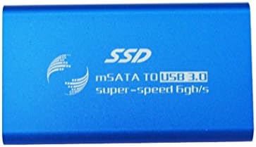 MXtechnic Aluminum Hi-Speed mSATA SSD to USB 3.0 Converter Adapter Enclosure External Case Color-Blue