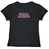 T-Shirt Woman Black  Kiss Me, I Am Telephone Consultant  Occupations