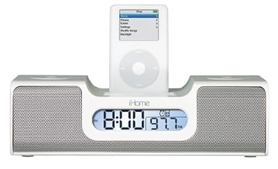 iHome iH5 Clock Radio and Speaker System for iPod (White)