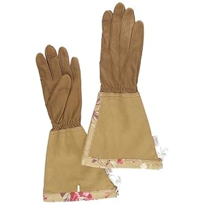 Angela's Garden 7104-909L Gauntlet Leather Glove, Coffee with Victorian Rose, Large