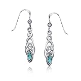 Bling Jewelry Sterling Silver Genuine Blue Topaz Celtic Knotwork Drop Earrings