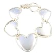 Bracelet - B129 - Designer Inspired Heart Link ~ Brushed Silver Tone Metal