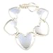Bracelet - B129 - Designer Inspired Heart Link ~ Brushed Silver Tone Metal