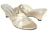 Jeweled! Champagne Strappy Wedge Sandals Formal Bridal Shoes