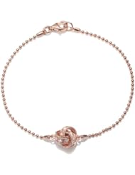 White CZ Love Knot Bracelet-7.25." Choose from Rhodium Plate, Gold plate or Rose Gold Plating
