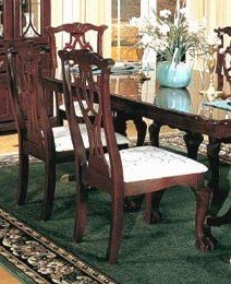 Set of 2 Chippendale Style Cherry Finish Dining Chairs