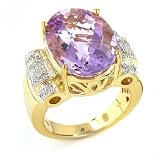 14K Pink Amethyst & Diamond Ring