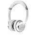 Original NoiseHush NX26 Premium White and Silver Tangle-Free Over the Head Handsfree 3.5mm Stereo Sound Headphones Headset with Mic