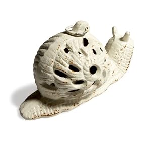 Strathwood Decorative Cast Iron Snail-Shaped Candle Holder with White and Rust Finish by 