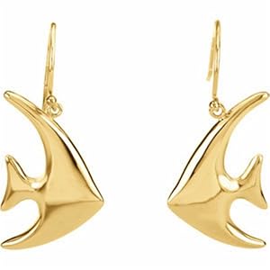 Yellow Gold Angel Fish Earrings