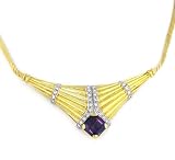 14K Diamond & Amethyst Necklace - 16