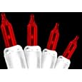 Set of 100 Red Everglow Mini Christmas Lights With White Wire