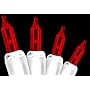 Set of 50 Red Everglow Mini Christmas Lights With White Wire