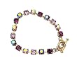 Bracelet - B124 - Swarovski (tm) Crystal Stones - Antique Gold Tone Metal ~ Amethyst Mix