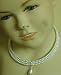 Sj.087, Three Strand White Simulated Pearl Choker Necklace with Crystal Rhinestone Pendant and Earrings for Teens