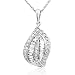 0.62cttw Leaf charm pendant with round and baguette diamonds set in 18K white gold.