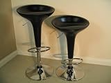 A Pair of Bombo Style Bar Stools - Low Backed - Matt Black
