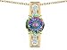 2.05 cts 925 Sterling Silver 14K Yellow Gold Plated Genuine Round Mystic Topaz Pendant