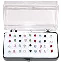 Set of 36 1/8" Crystal Stud Earrings, 18 Pairs, on Nylon Posts in Crystal