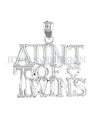Rhodium-Plated 925 Sterling Silver Aunt Of Twins Pendant