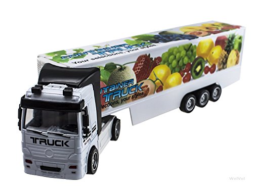 Wolvol semi diecast truck trailer container for kids wi…