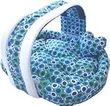 Blue Polka Dot Basket Pet Bed W/Pillow