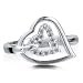 Sterling Silver Cubic Zirconia CZ Open Heart Right Hand Fashion Ring - Nickel Free Fashion Right Han
