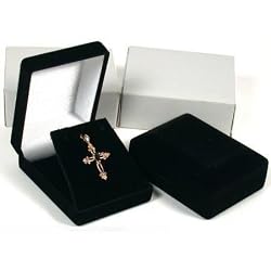 2 Necklace Pendant Gift Boxes Jewelry Displays Black
