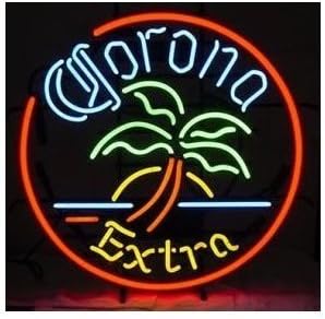 Corona Extra Circle Palm Tree Neon Sign Real Glass Tube Beer Bar Pub Game Room Decoration Neon Signs 17x14