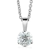 14k White Gold 3-Prong Solitaire Natural Diamond Necklace (FG, VS2, 1.25 ct)-Certificate of Authenticity